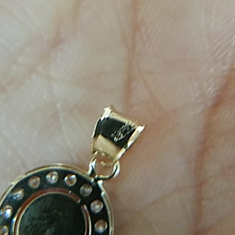 14k Yellow Solid Gold Round Evil Eye Pendant - Picture 6 of 9